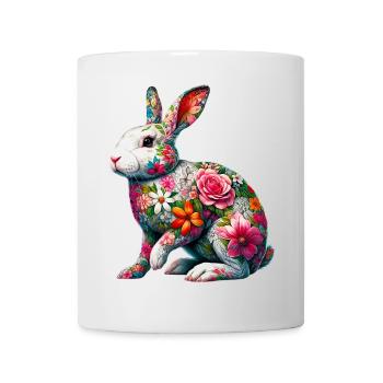 Lapin décoré de fleurs - Mug blanc - blanc - Devant