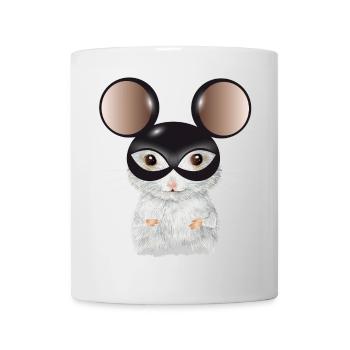 niedliche weiße Maus mit Maus Ohren Maske - Tasse - Weiß - Vorne