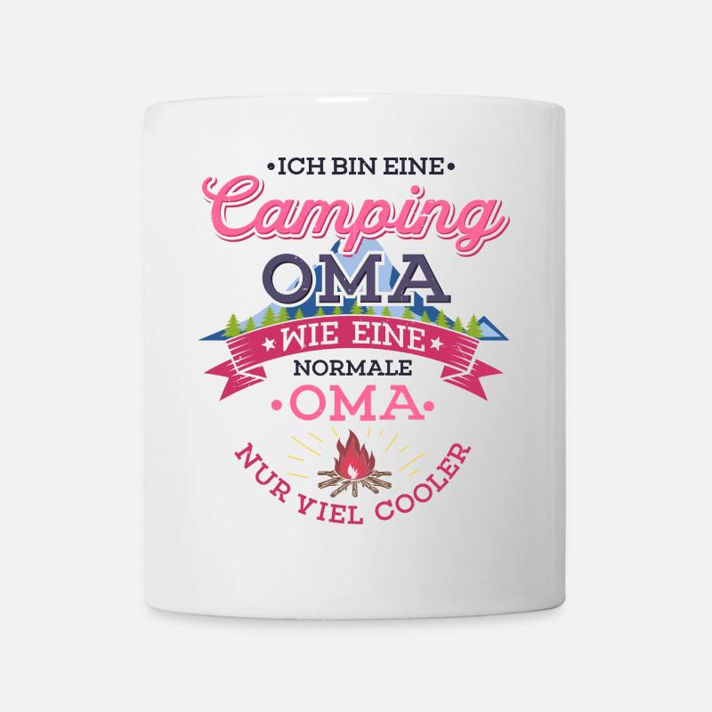 Camping Oma Campingplatz Camper Zelten Lagerfeuer - Tasse - Weiß