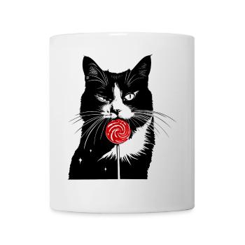 Katze Naschkatze Lolli Süßigkeiten - Tasse - Weiß - Vorne