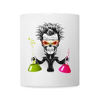 Skull as a gloomy scientist in the laboratory - Mug - white - Front