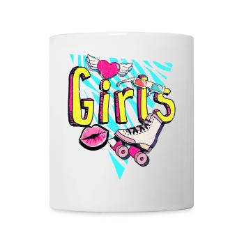 Mädchen Retro Roller Pop Art - Tasse - Weiß - Vorne