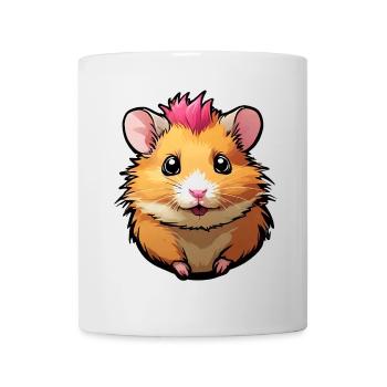 Funny hamster with pink mane - Mug - white - Front