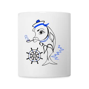 Marin, Poisson, Ahoy - Mug blanc - blanc - Devant