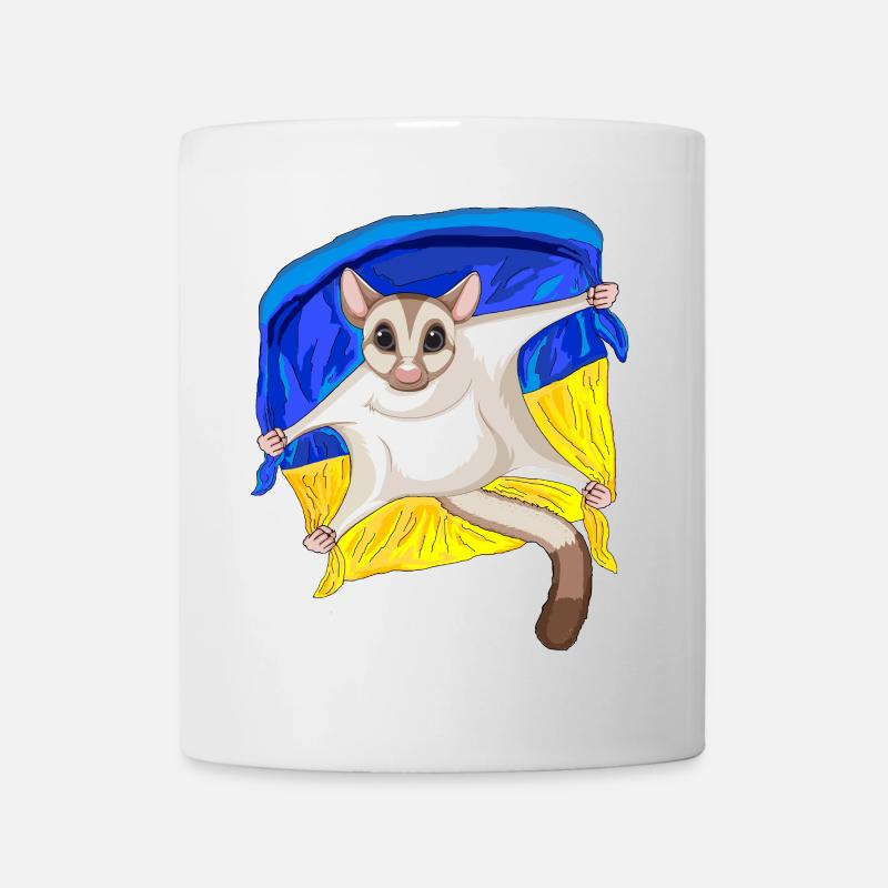 Niedlicher Sugar Glider mit Ukraine Flagge - Tasse - Weiß