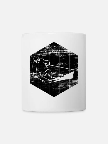 Lustige Skifahrer Skizze - Tasse - Weiß