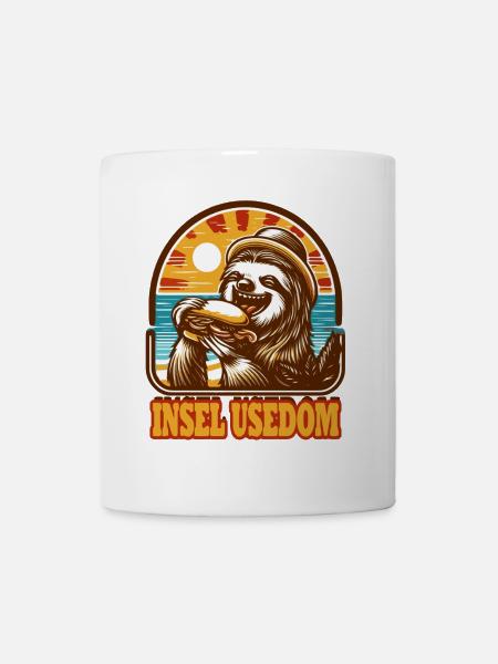 faultier Usedom T-Shirt – Ostsee Streetwear Design - Tasse - Weiß