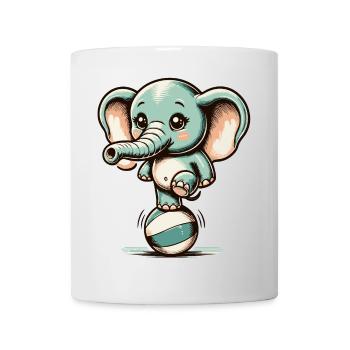 niedlicher Cartoon-Elefant auf Gymnastikball - Tasse - Weiß - Vorne