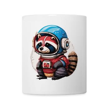 Spaceman raccoon with smartphone - Mug - white - Front