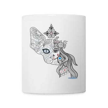 Visages de chien et de fille - Mug blanc - blanc - Devant