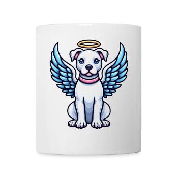 Chien de dessin animé Pitbull Angel mignon avec des ailes - Mug blanc - blanc - Devant