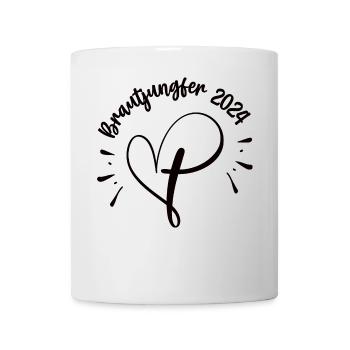 Brautjungfer 2024 Hochzeit Trauzeugin Heirat in 24 - Tasse - Weiß - Vorne