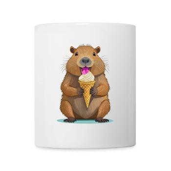 Capybara mangeant une glace en été - Mug blanc - blanc - Devant