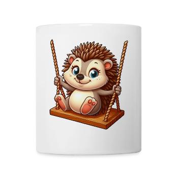 Mignon hérisson balançant terrain de jeu amusant - Mug blanc - blanc - Devant