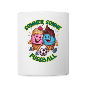 Sommer Sonne Fussball lachende kickende Eistüten - Tasse - Weiß - Vorne