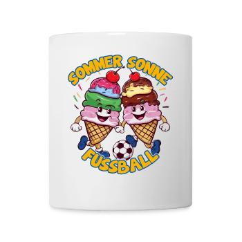 Sommer Sonne Fussball lachende kickende Eistüten - Tasse - Weiß - Vorne