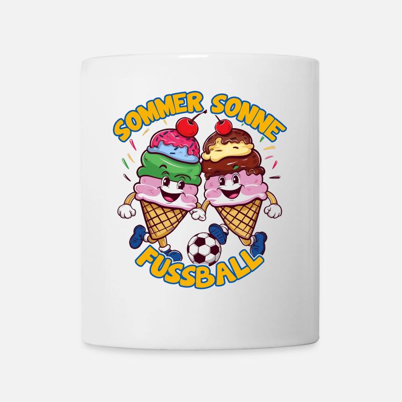 Sommer Sonne Fussball lachende kickende Eistüten - Tasse - Weiß