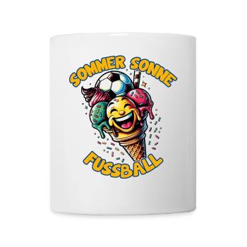 Sommer Sonne Fussball lachende Eistüte - Tasse - Weiß - Vorne