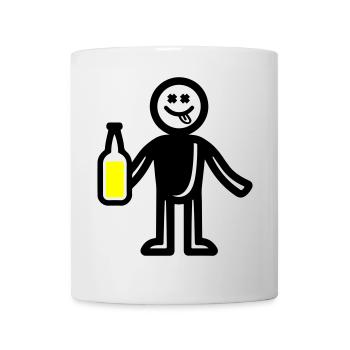 Bier Trinken Silhouette - Tasse - Weiß - Vorne