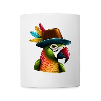 Papagei mit Hut - Tasse - Weiß - Vorne