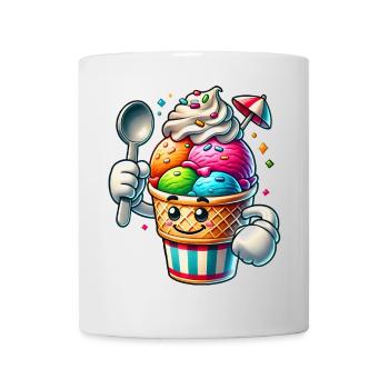 cheerful cartoon ice cream motif for summer fun - Mug - white - Front