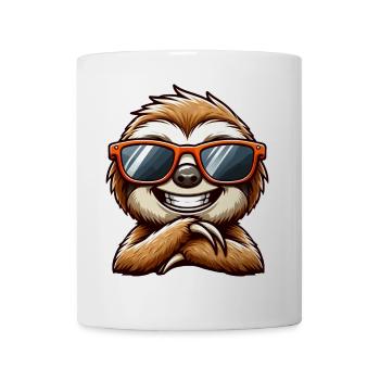 Cooles Faultier Sonnenbrille Sommer Cartoon Tier - Tasse - Weiß - Vorne