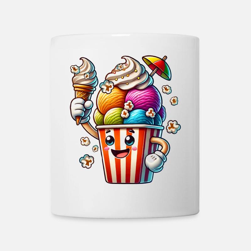motif de glace de dessin animé joyeux pour les plaisirs de l’été - Mug blanc - blanc