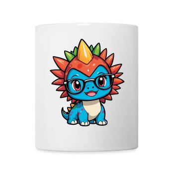 Kleiner süßer Baby Dino Stegosaurus mit Brille - Tasse - Weiß - Vorne