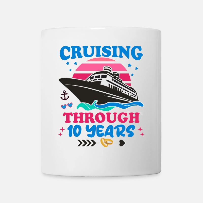 Cruising Through 10 Years Wedding Anniversary - Mug - white