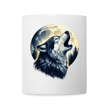 Wolf heult den Vollmond an - Tasse - Weiß - Vorne