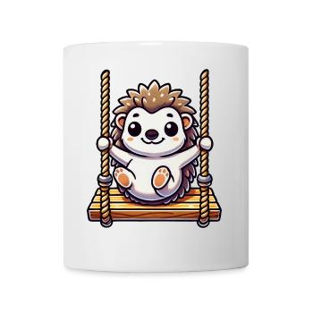 Süßer Igel schaukelt Cartoon Spielplatz Spaß - Tasse - Weiß - Vorne
