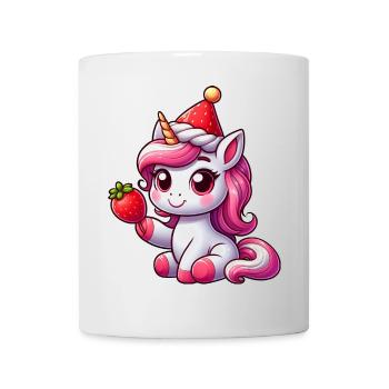 Süßes Einhorn Erdbeere Skurril Sommer Fruchtig - Tasse - Weiß - Vorne
