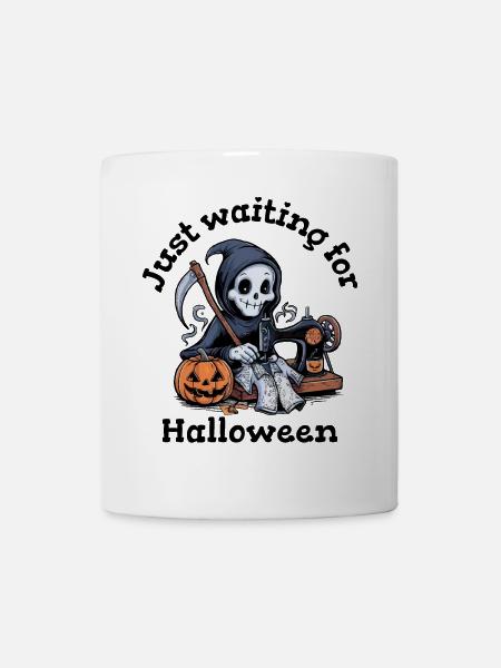 Sensenmann näht Halloween Kostüm - Tasse - Weiß