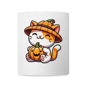 Lunatique Halloween chat citrouille chapeau - Mug blanc - blanc - Devant