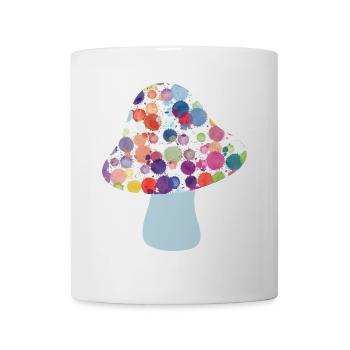 Champignon porte-bonheur d’automne points colorés pour enfants - Mug blanc - blanc - Devant