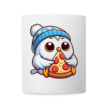 Eule Schneeeule Pizza Pizzaliebhaber Winter - Tasse - Weiß - Vorne