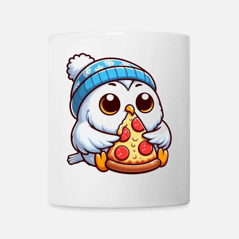 Owl Snowy Owl Pizza Pizza Lover Winter - Mug - white
