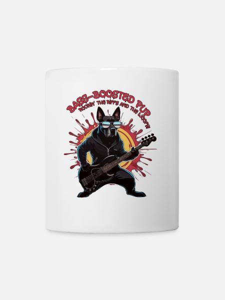 Un chiot aux basses qui fait vibrer les riffs et les woofs ! - Mug blanc - blanc