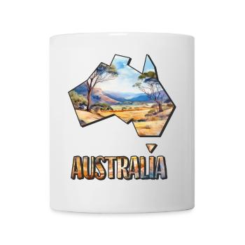 Aquarell Landkarte Australien - Tasse - Weiß - Vorne