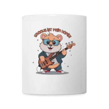 Bär mit Bass Gitarre - Groove ist mein Honig - Tasse - Weiß - Vorne