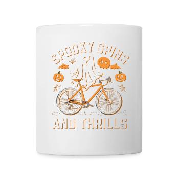 Spooky Spins Halloween Fahrrad T-Shirt - Tasse - Weiß - Vorne
