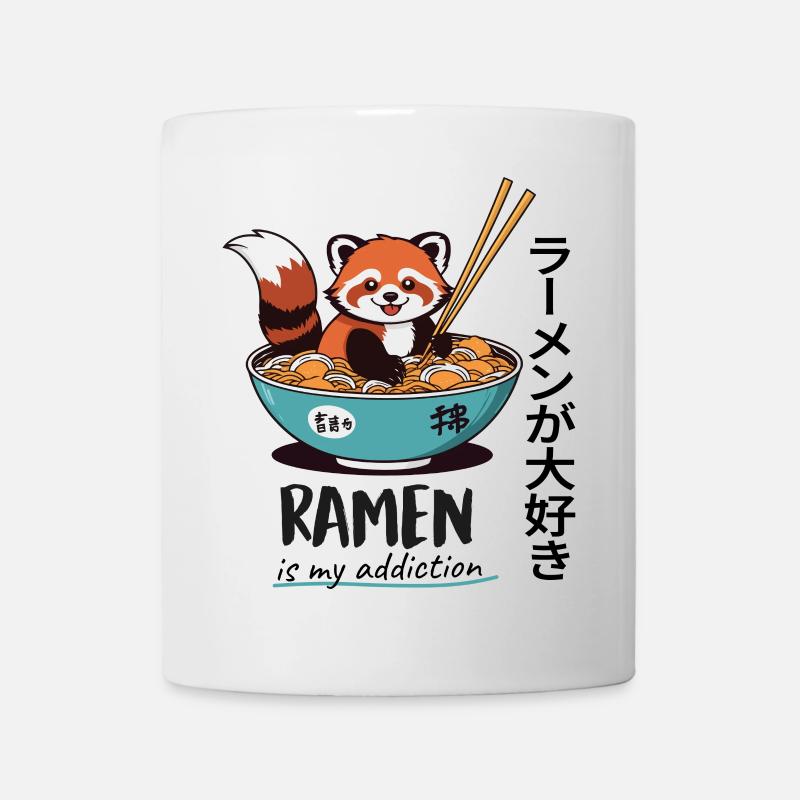 Cute Red Panda in Ramen Bowl - Mug - white