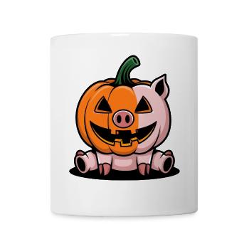 Halloween Pig Pumpkin Comic Funny Whimsical - Mug - white - Front
