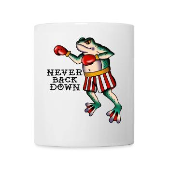 Frog Fighter geben niemals im klassischen Tattoo-Stil nach - Tasse - Weiß - Vorne