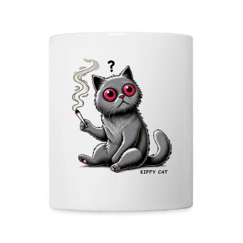 Kiffy Cat // Die verwirrte Katze mit Joint - Tasse - Weiß - Vorne