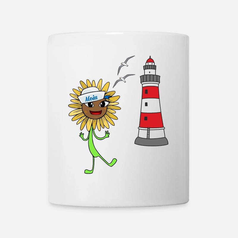 Matrose Sonnenblume maritim Leuchtturm Möwen - Tasse - Weiß