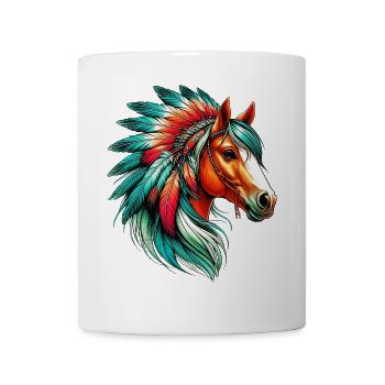Cheval amérindien Peaux-rouges d’Amérique - Mug blanc - blanc - Devant