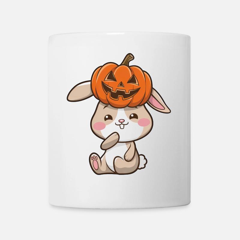 Cute Halloween Bunny Pumpkin Cartoon October - Mug - white