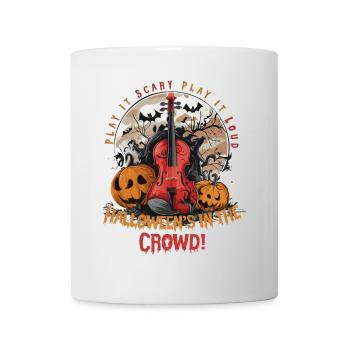 Halloween-Harmonie: Violine und Kürbiszauber - Tasse - Weiß - Vorne