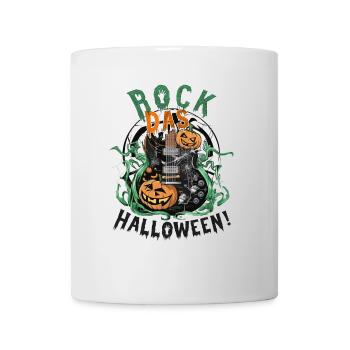Rock das Halloween, Gitarre und Kürbis - Tasse - Weiß - Vorne